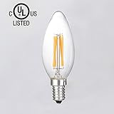 MagicLight® LED Filament Candle Lights - C35 Dimmable 6W LED Edison Bulb - 60W-Equivalent Amber Gold Tint Style - UL Listed E12 Candelabra Base - Warm White 2700K