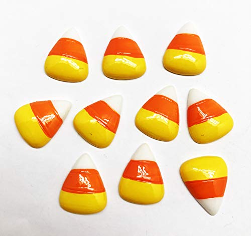 PEPPERLONELY 10PC Halloween Candy Corn Resin Flatback Cabochon DIY Flatback Scrapbooking Embellishment Decoration Craft Making, 21 x 26mm