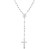 KOMI Silver Plated Rosary Beads Catholic For Woman Rosary Bracelet Necklace for Women Crystal Beads Neckalce for Women