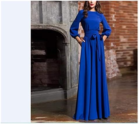 LPZW New Women's Dress Fashion Round Neck Long Sleeve Dress Middle Eastern  Muslim National Solid color Big Swing Robe Dress (Color : 3, Size : Small)  price in UAE | Amazon UAE | kanbkam