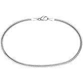 Savlano 925 Sterling Silver 2MM Diamond Cut Flexible Oval Snake Chain Anklet for Women Comes in 9"-10" inches with Gift Box - Made in Italy
