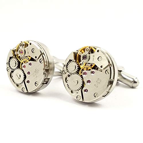 LBFEEL Cool Watch Movement Cufflinks for Men with a Gift Box