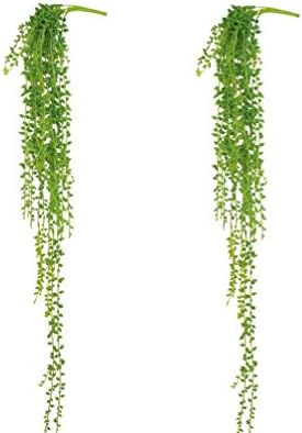 2Pcs Artificial Hanging Succulent Plants String Basketplant Lover Tears Plants Fake Vine of Pearls