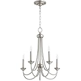 Quorum International Brooks 5-LT Candle Chandelier - Satin Nickel - 6250-5-65, Silver