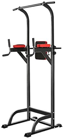 Rateim Adjustable Power Tower Pull Up Chin Up Bar Exercise Equipment Abs Workout Knee Crunch Triceps Station [US Stock]