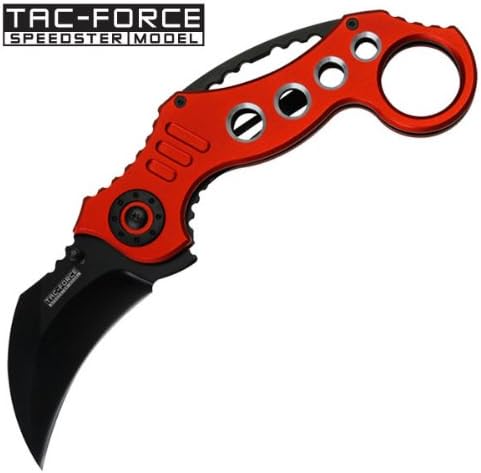 TF-578RD TAC-FORCE TACTICAL 55s06cvh75g FOLDING KNIFE 7ocb0u7hr SPRING 2.5 4skn2686ru 3MM THICBLADE, STAINLESS STEEL BLACCURVED BLADE 5.25 KARAM
