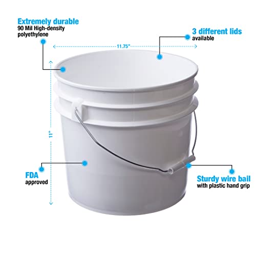 Hudson Exchange 3.5 Gallon (3 Pack) Bucket Pail Container with Gamma