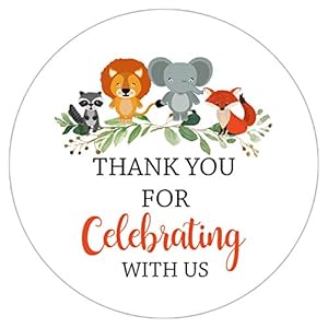 50 pack 2 Inch Thank You For Celebrating With Us Stickers, Baby Shower Thank You Sticker Labels, Woodland Animals Thank…