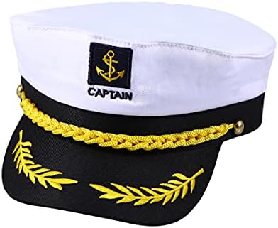 Yacht Boat Ship Sailor Captain Costume Hat Cap Navy Marine Admiral (White)