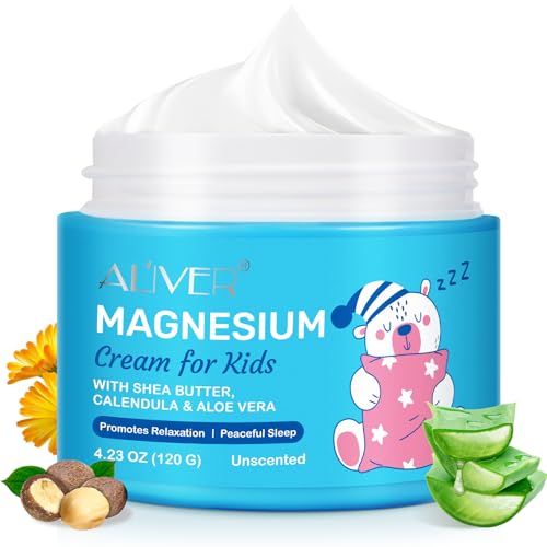 Magnesium Lotion For Kids & Babies, Bedtime Cream For Sleep, Leg Cramps, Lavender Calming Magnesium Oil Lotion For Bone & Muscle Relaxation, Apply to Feet