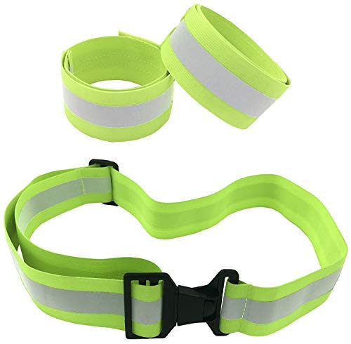 HiVisible Reflective Belt with 2 Reflective Bands (Green Belt + 2 Bands)
