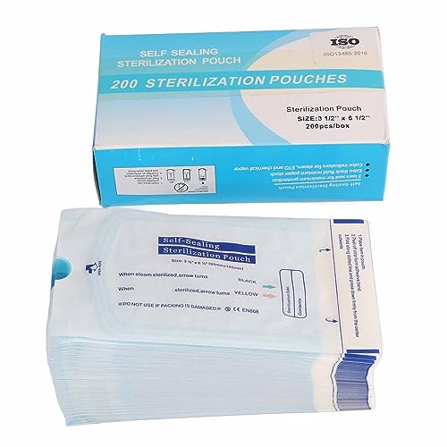 200pcs/Box Self-Sealing Oral Sterilization Bag, Disposable Sealed Sterilization Bag, Oral Supply Cleaning, Dental Tool Sterilization Pouches (90 x165mm)