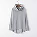 Amlaiworld Women Winter Cotton Sweater Casual Irregular High Collar Pullover Blouse Scarf Collar Top Sweatshirt Graythumb 1
