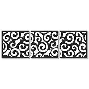 Canvas Wall Art Black and White Simple Pattern Painting Artwork for Home Prints Framed - 12"x12"x3 Panels