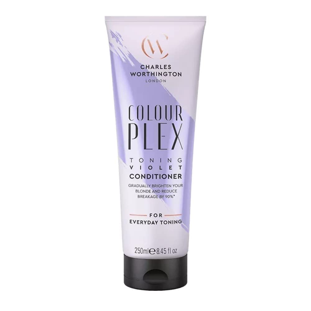 Charles Worthington ColourPlex Toning Violet Conditioner, Tone and Brighten for Blonde Hair, Salon Purple Toning Conditioner for Blondes, 250 ml