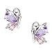 Crystalline Azuria Butterflies Stud Earrings with Pink Purple Violet Zirconia Crystals 18K White Gold Plated for Women