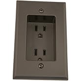 Leviton 689-E 15 Amp 1-Gang Recessed Duplex Receptacle, Residential Grade, with Screws Mounted to Housing, Black