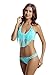 zeraca Women's Fringe Halter Top Low Rise Bottom Bikini Bathing Suits