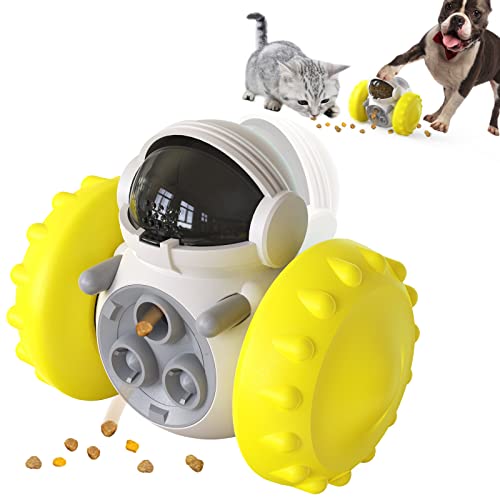 Dog Treat Toy Interactive Toys to Improve Dog\'s IQ and Digestion, Food Dispenser Robot Tumbler Shape Toy Slow Eating IQ Treat Toy for Small Medium Dogs