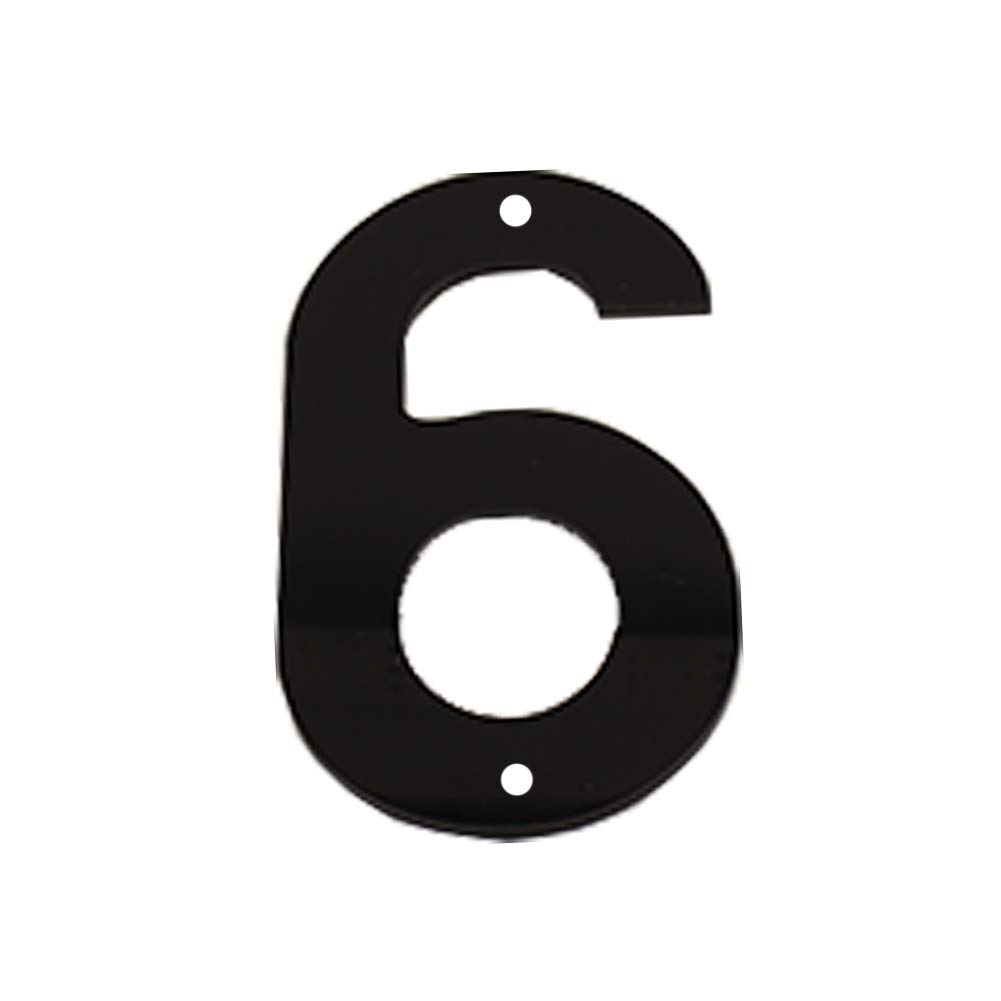 House Number Sign 6 Inch (15 cm) Large Modern Acrylic Plastic Door Numbers, Thick Signage Plaque Self-adhesive & Screws Street Home Address Number Mailbox Numbers, Black [Number 6]