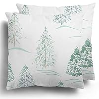 Starohou Throw Pillow Cover 2 Pack Blue Christmas Watercolor Winter Pattern Forest Green Romantic Snow Abstract Cushion Case for Couch Bed Home Decor 20 x 20 Inches