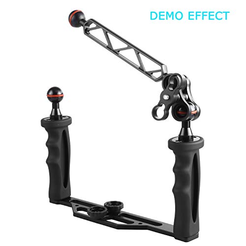 WeiHe 8"/20.5cm Double 1" Ball Arm for Connecting Strobe/Video Light to Underwater Housing
