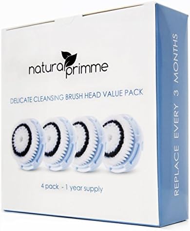 Natura Primme Facial Cleansing Replacement Brush Heads with Cap, Delicate Cleansing Brush Compatible with Mia, Mia2, Mia3 (Aria), Smart Profile, Alpha Fit, Pro, Plus and Radiance