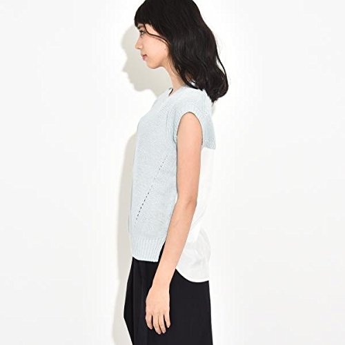 【未使用品】ドロワットロートレアモン（Droite lautreamont） 異素材ドッキングノースリーブニット【ブルー系/M】