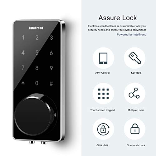 Smart Door Lock, InteTrend Electronic Deabolt Locks with Touchscreen, Work with APP Control(Bluetooth), Passcode and Key. - Keyless Entry Door Lock with Auto-Lock for Home/Hotel/Apartment, Black Smart Door Lock, InteTrend Electronic Deabolt Locks with Touchscreen, Work with APP Control(Bluetooth), Passcode and Key. - Keyless Entry Door Lock with Auto-Lock for Home/Hotel/Apartment, Black
