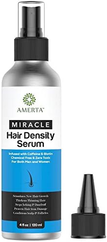 AMERTA All Natural Miracle Hair Density Serum with Caffeine and Biotin For Stronger, Healthier Hair - for All Hair Types in Both Men and Women