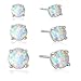 Opal Stud Earrings Set,925 Sterling Silver 3/5/7mm Round Opal Stud Earrings Plated With 18K White Gold Pack of 3