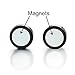 2pcs 9MM Magnetic White Circle Stud Earrings for Men Women, Non-Piercing Fake Ear Plugs Gauge