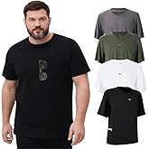 wulanhada 4 Pack Men's Big and Tall Shirts Summer Workout Shirts Casual T-Shirts Short Sleeve for Athletic Running Gym