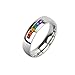 BodyJ4You Ring Pride Rainbow Multicolor 6 Crystals CZ Steel Size 12 Men Women Unisex Wedding Band