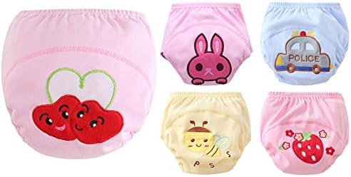 5 Pcs Baby Adorable Embroidery Pattern Training Pants Diaper Underwear for Toddler