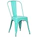 Poly and Bark Metal Modern Dining Chair, Industrial Mid Century Kitchen Cafe Restaurant Side Chair, Stackable, Aqua (Set of 4)