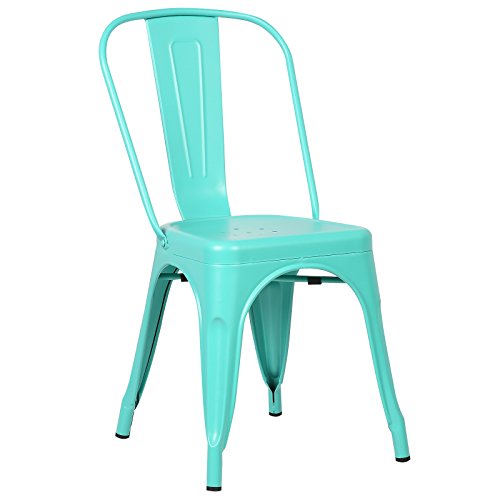 Poly and Bark Tolix Style Bistro A Dining Side Chair, Aqua