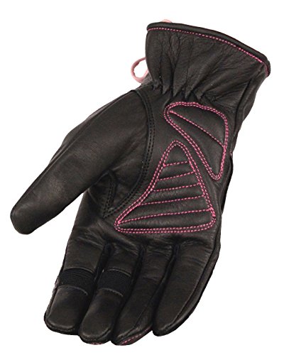 Milwaukee Leather Women's Leather Riding Gloves with Gel Pam and Fuchsia Lacing (Black Fuchsia/Hot Pink, XXX-Large)