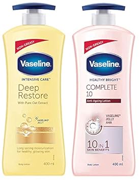 Vaseline Intensive Care Deep Restore Body Lotion, 400 ml & Vaseline Healthy Bright Complete 10 Body Lotion, 400 ml