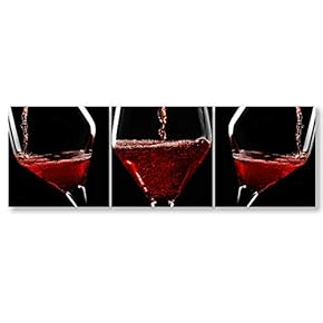 3 Piece Canvas Wall Art-Romantic Red Wine-Canvas Prints Home Artwork Decoration for Living Room,Bedroom - 12"x12"x3 Panels
