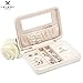 JL LELADY JEWELRY Small Jewelry Box Organizer Travel Jewelry Case Portable Faux Leather Jewelry Boxes Storage Case with Mirror for Women Girls (White)