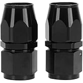 LokoCar 6AN Hose End Fitting 0 Degree Straight Swivel For CPE Braided Hose Black 2Pcs
