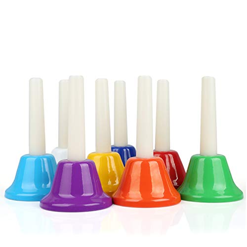 Ehome Hand Bells Set, 8 Note Diatonic Metal Bells, Musical Bells for Kids, Children and Toddlers, Musical Learning at an Early Age, Musical Toy Percussion Instrument CPC and CPSIA Qualified