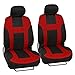 Monaco Canvas Seat Covers for Car SUV - Sporty Racing Style Stripes Black & Ruby Red