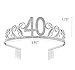 BABEYOND Crystal Rhinestone Tiara Princess Crown Birthday Crowns Silver Diamante Happy 18/20/21/30/40/50/60th Birthday (Silver-40th)