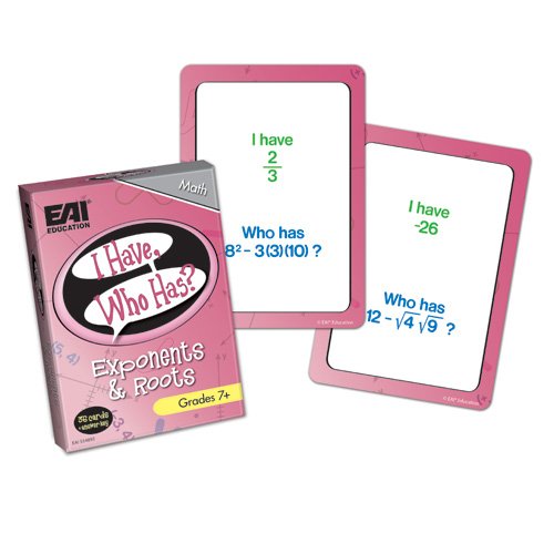 EAI Education I Have, Who Has? Exponents and Roots Game: Grades 7+