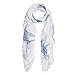 Unique Sharks Animal Print Frayed End Scarf Wrap, Off White