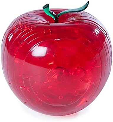 Mercimall 3D Crystal Puzzle Translucent Jigsaw Puzzle Challenging Puzzles with LED Light Xmas Gift Apple (Red)