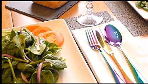 Lightahead 24pcs Rainbow colored Iridescent Stainless Steel Flatware Tableware Cutlery Set in attractive Black Gift Box (Multicolored) - Thumbnail 6