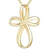 Cross Necklace 14K Gold Cross Necklaces for Women Twisted Gold Chain Necklace for Womens Pendant Necklaces 24mm (45MM-VINE)